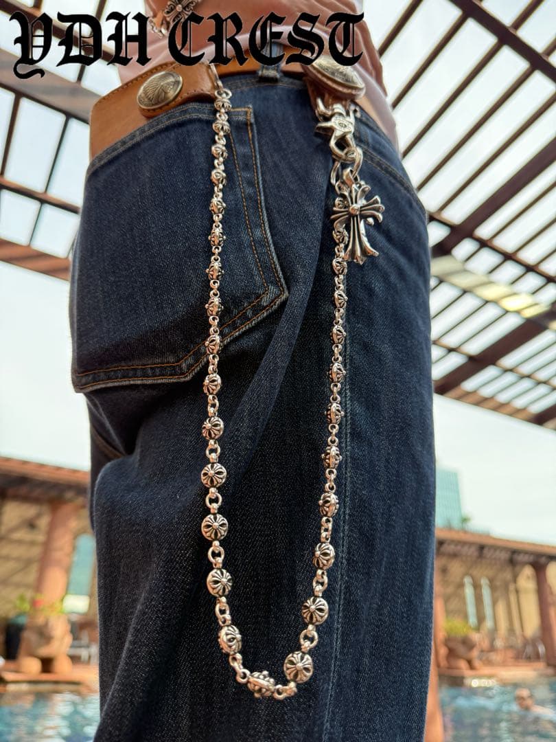 新入荷　バイカー必須　フラワークロスウォレットチェーン　刻印有り　MLCN05