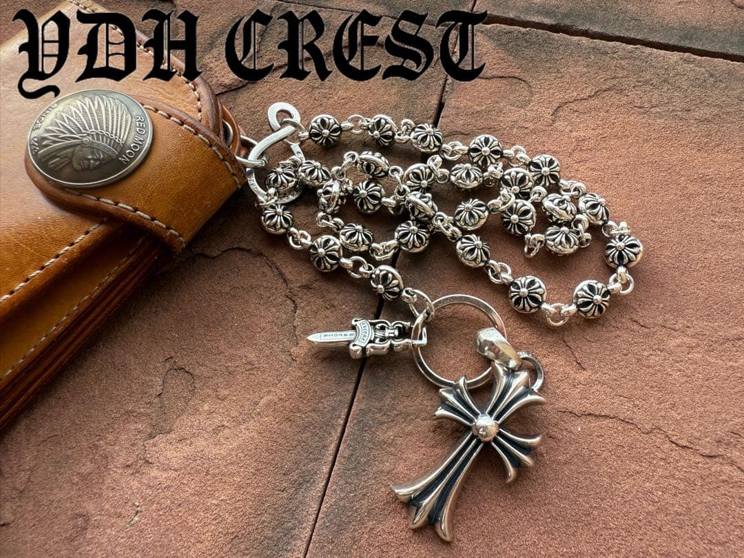 新入荷　バイカー必須　フラワークロスウォレットチェーン　刻印有り　MLCN05