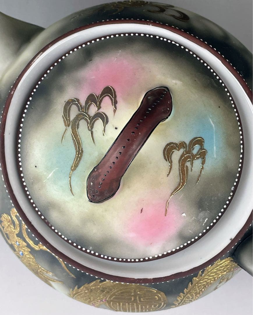 オールドニッポン 龍紋 ティーポット ドラゴン ぼかし ジュエル エナメル