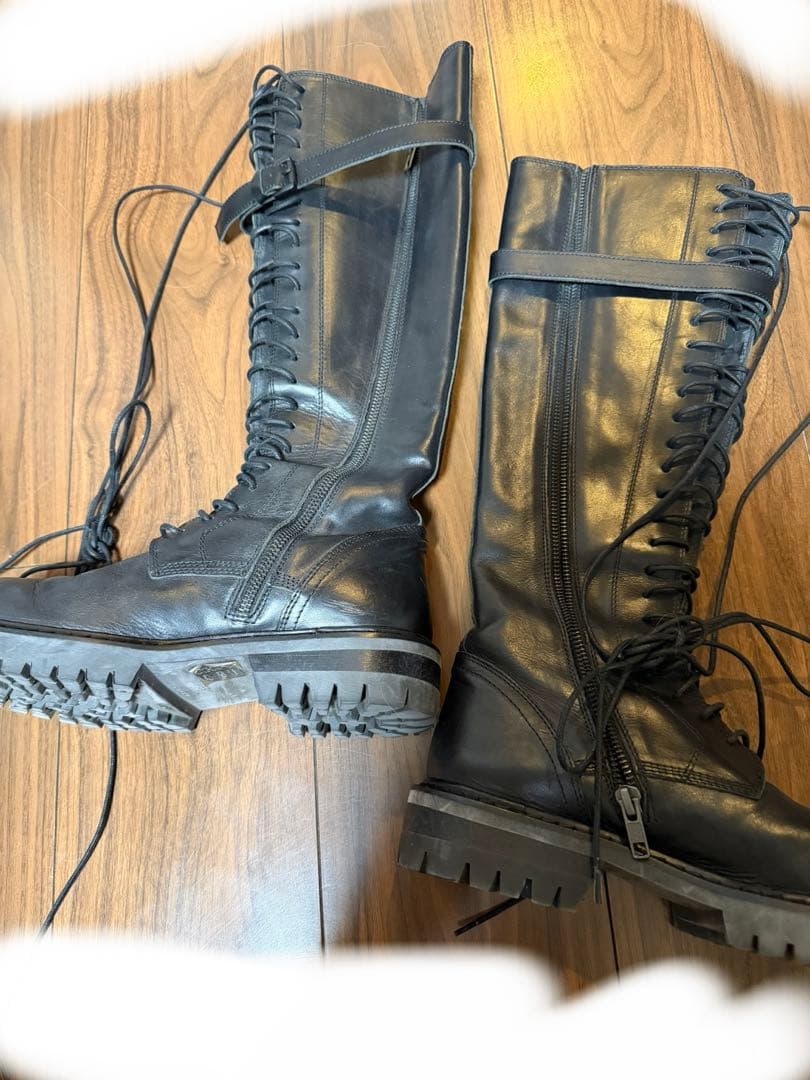 ANN DEMEULEMEESTER ブラックロングブーツ