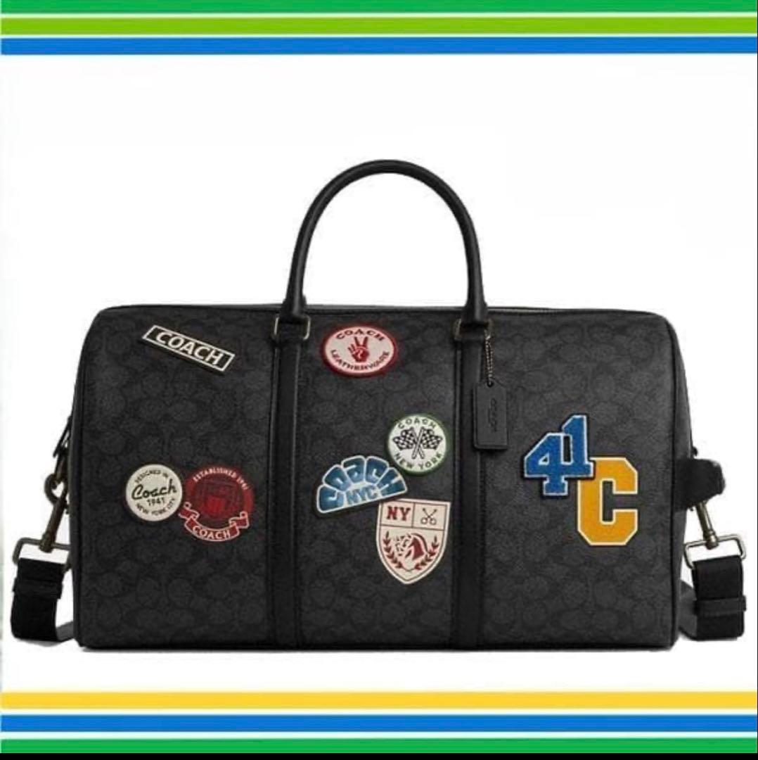 COACHコーチシグネチャーベンチュラーパッチボストンバッグ45cm