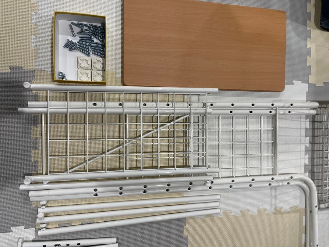 多機能ランドリーラック　棚板、カゴ２つ付き　ホワイト