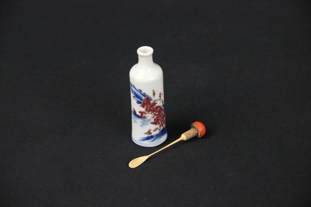 中国美術　青花　山水紋　ㄏ　景徳鎮　清時代　磁器製　時代物 Eo15-3