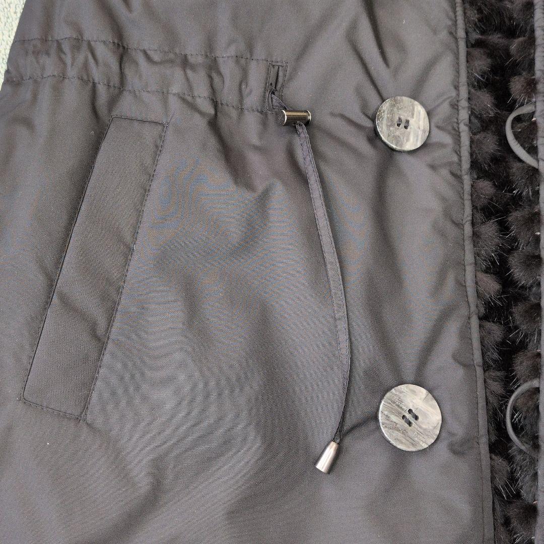 ア*ア様 フード付き ブラックミンクリバーシブルジレ