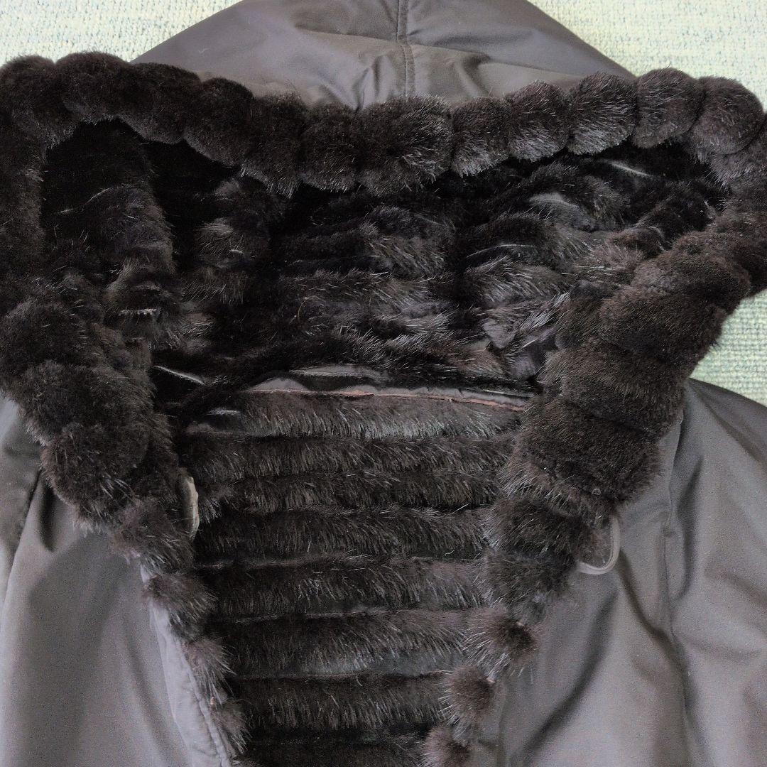 ア*ア様 フード付き ブラックミンクリバーシブルジレ