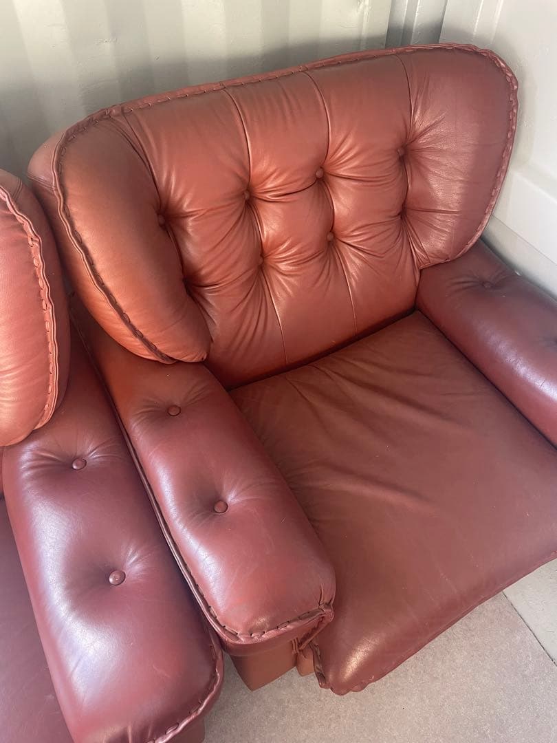 ヴィンテージソファ ブラウンレザー　2セット