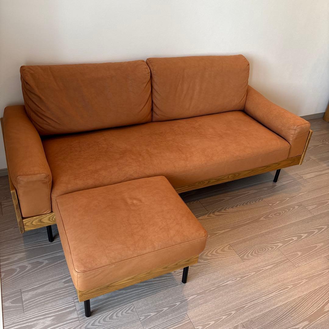 (6/8発送)unico TREL(トレル)ソファ 3シーター オットマン付き