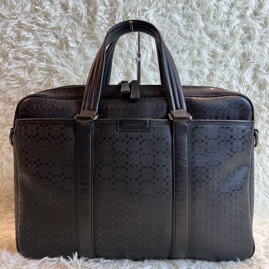 コーチ 2WAY ビジネスバッグ レザー シグネチャー ショルダー付