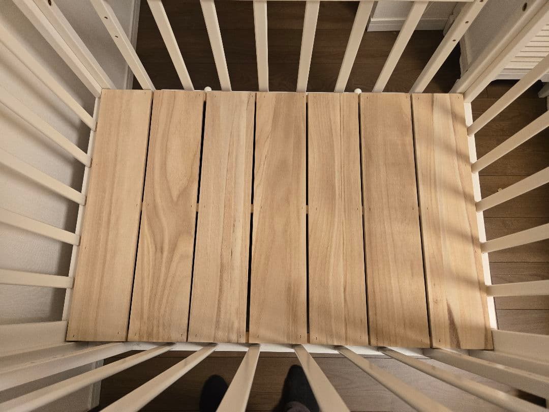 【美品】ベビーベッド　ハイポジションミニベッド アーチ（ホワイト） KATOJI