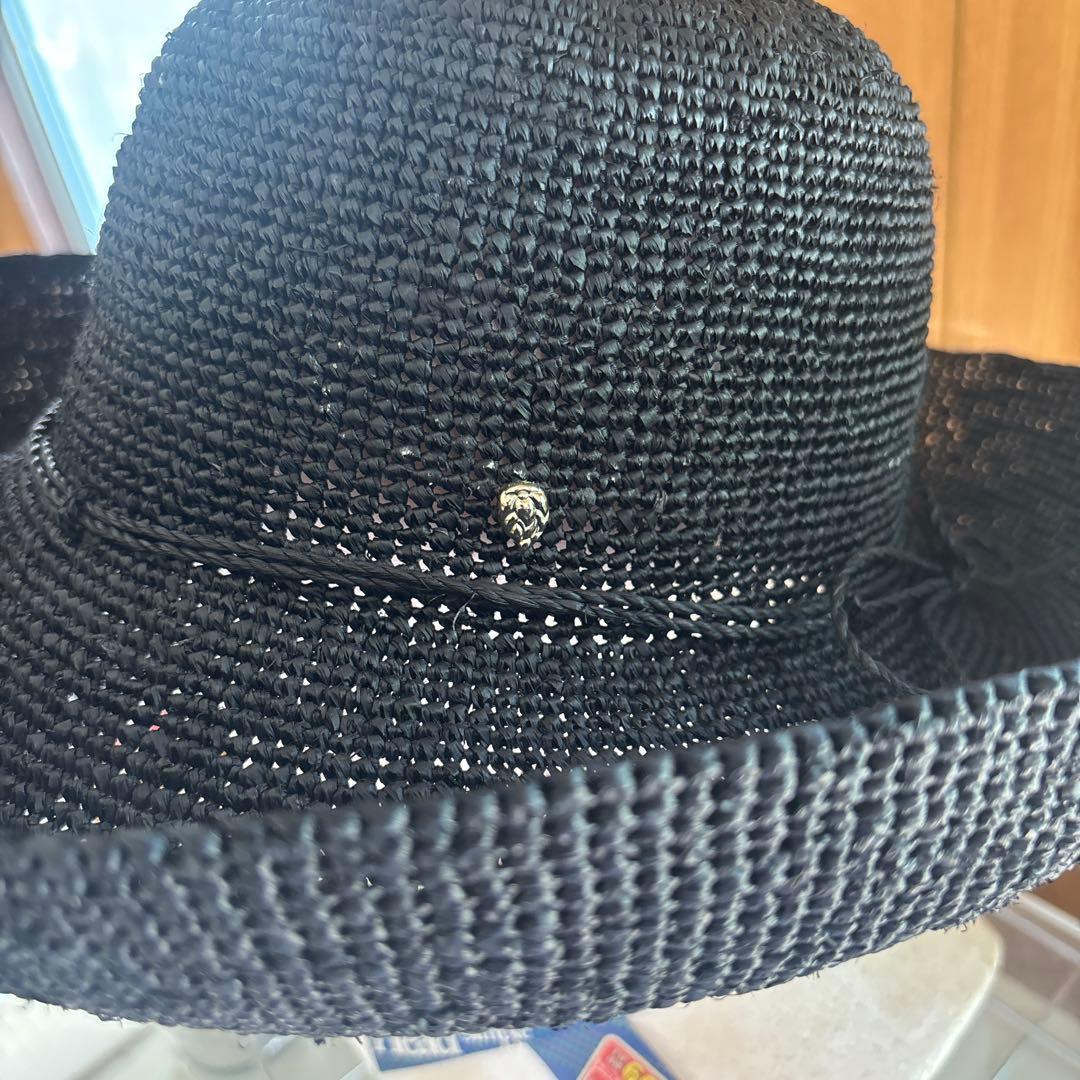 ヘレンカミンスキー 帽子　カンカン帽　麦わら帽子　黒