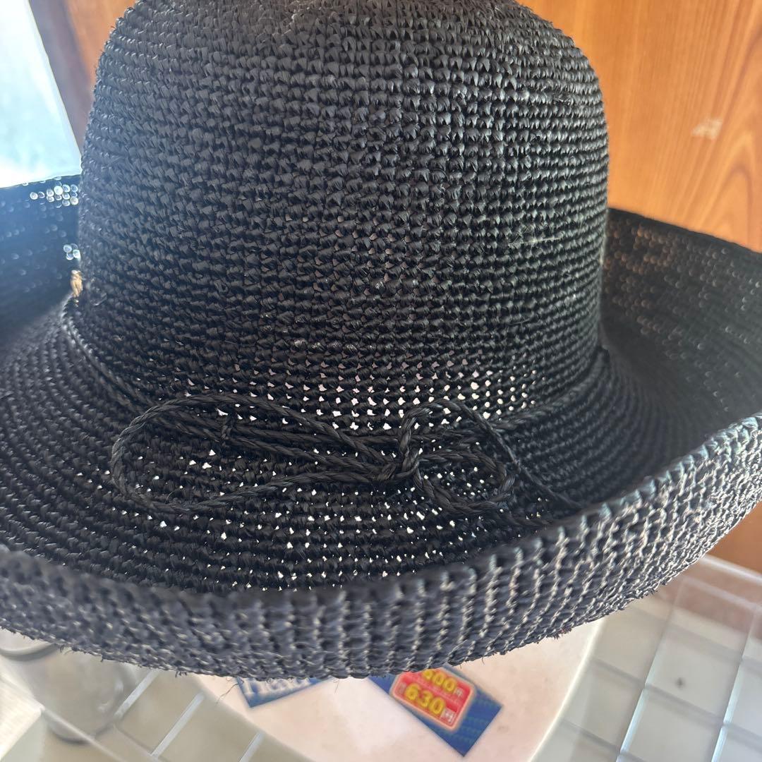 ヘレンカミンスキー 帽子　カンカン帽　麦わら帽子　黒