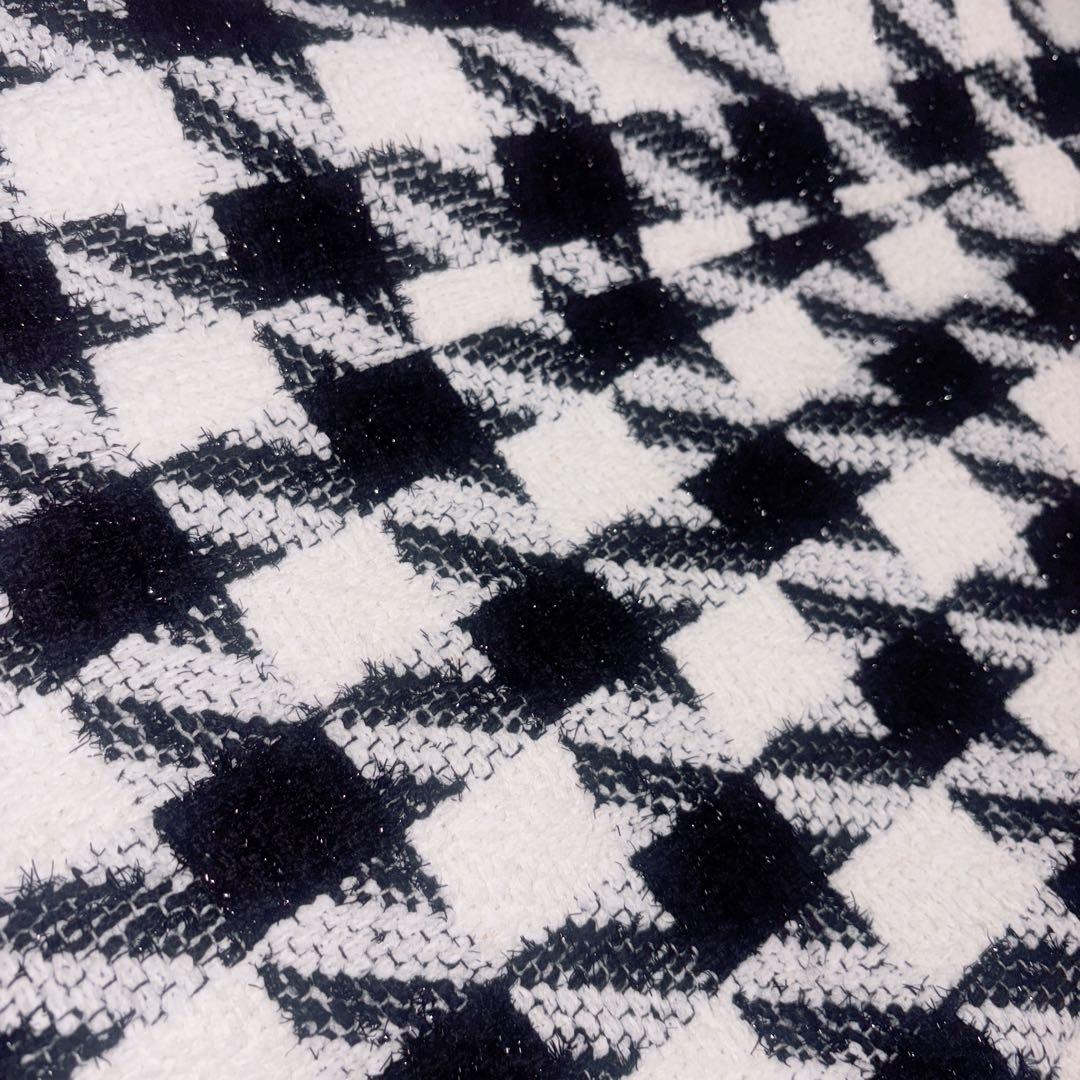 美品✨エストネーション　ツイードスクエアネックワンピース　千鳥柄　ジャンスカ　M