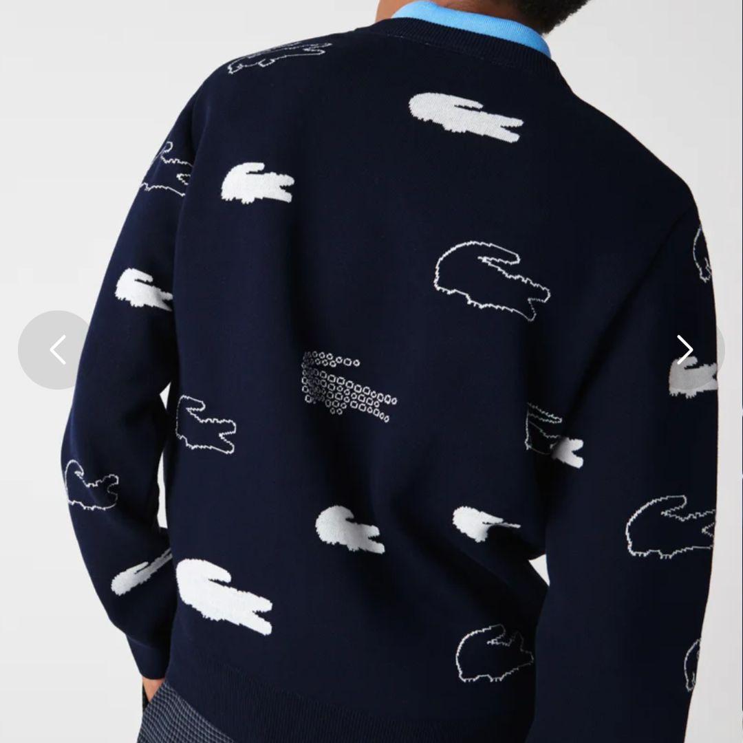 【美品】フランス製 LACOSTE ラコステ ジャガードニットセーター L