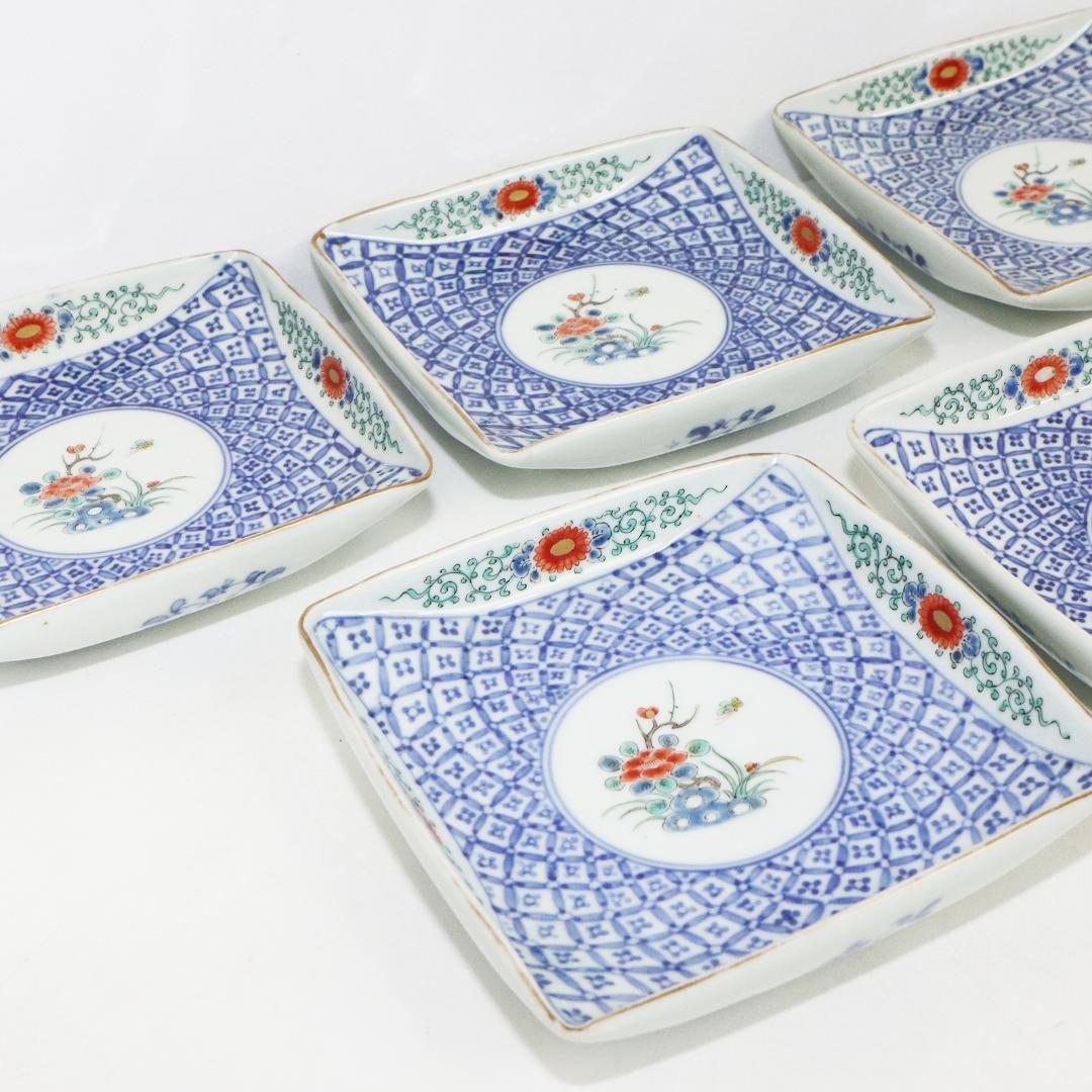 大明成化年製　角皿　5客　古伊万里　明治期