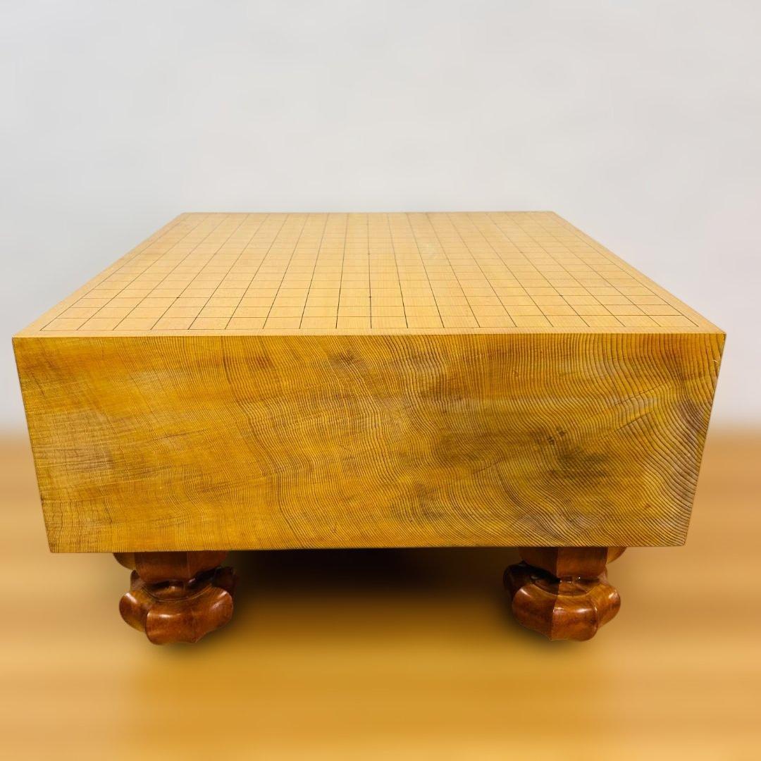 【高級】本榧 脚付碁盤 4.8寸 天地柾 柾目 ヘソ有り 19路盤 15kg