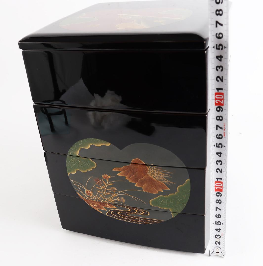 輪島塗 重箱 浪漫 蒔絵 御重 蓋二枚 茶道具