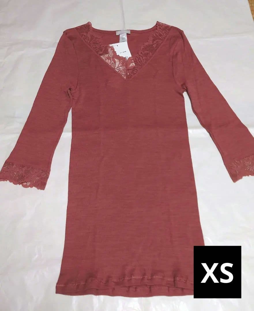 新品タグ付き 高級 ハンロ ウール シルク インナー トップス XS