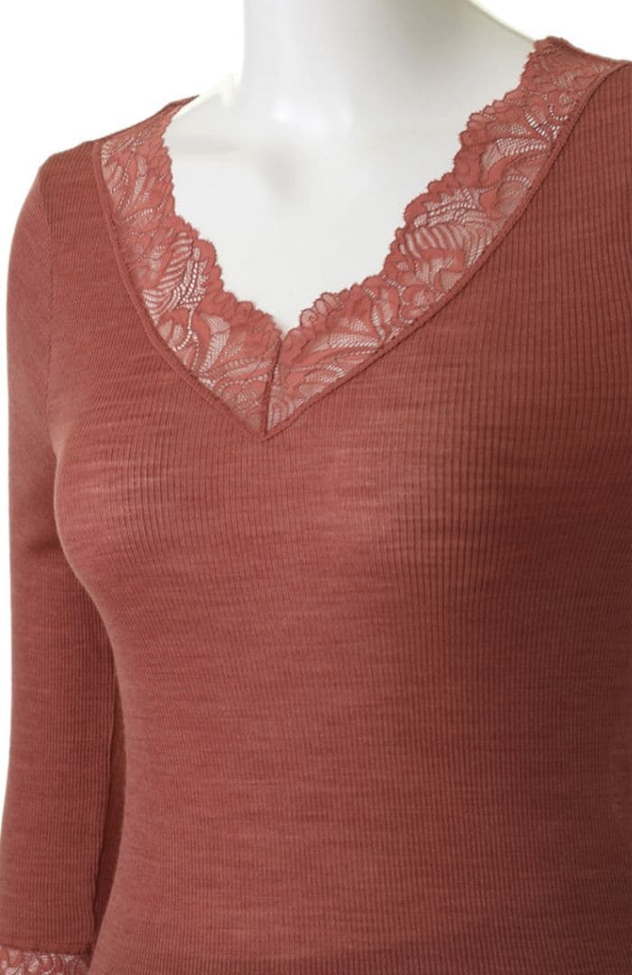 新品タグ付き 高級 ハンロ ウール シルク インナー トップス XS