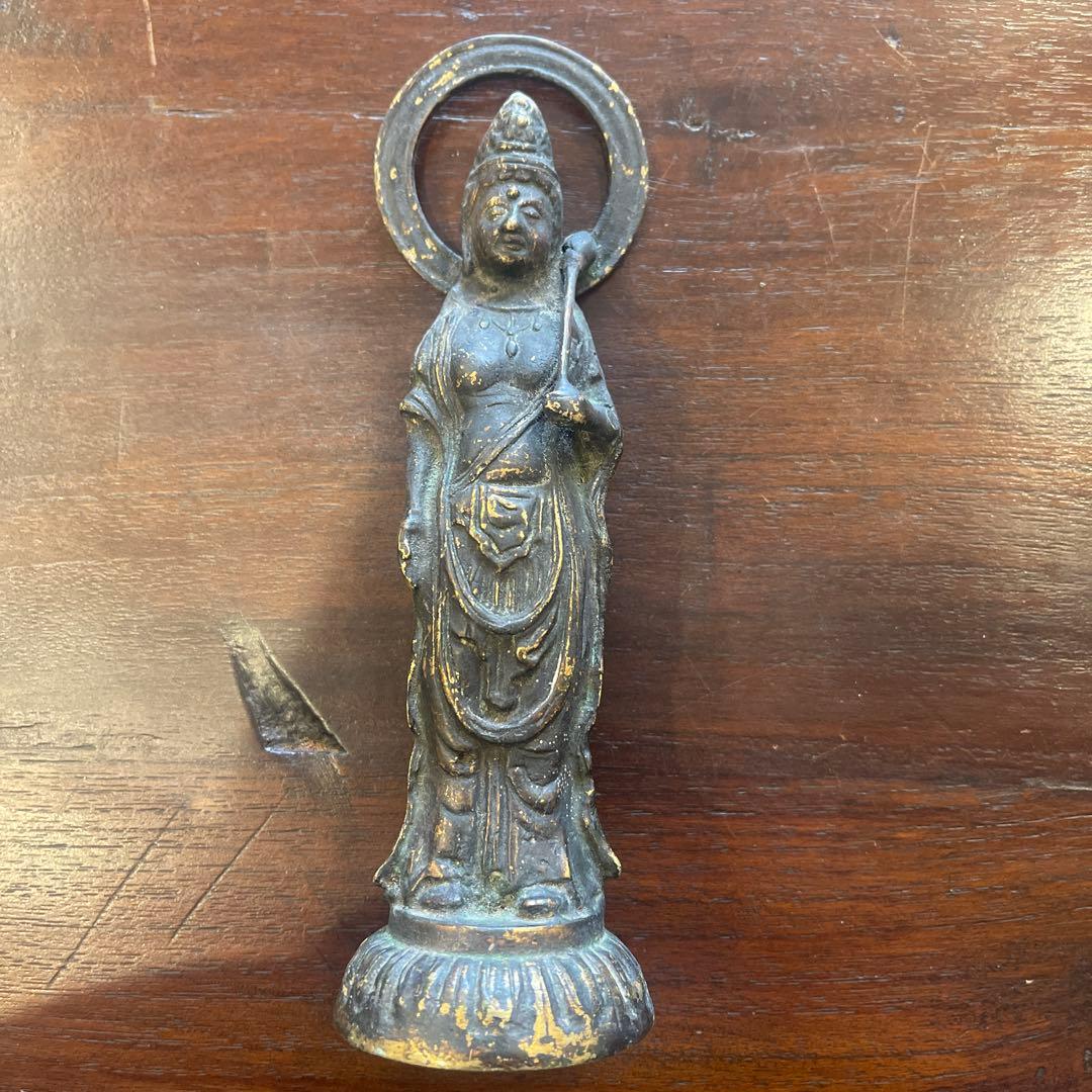 江戸時代　鍍金仏　観音菩薩立像