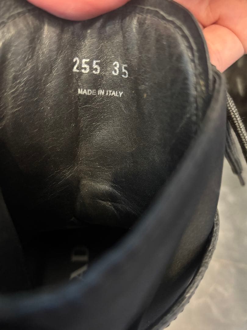 PRADA モノリス ブーツ 22.5 黒 ナイロン×レザー ポーチ付　プラダ