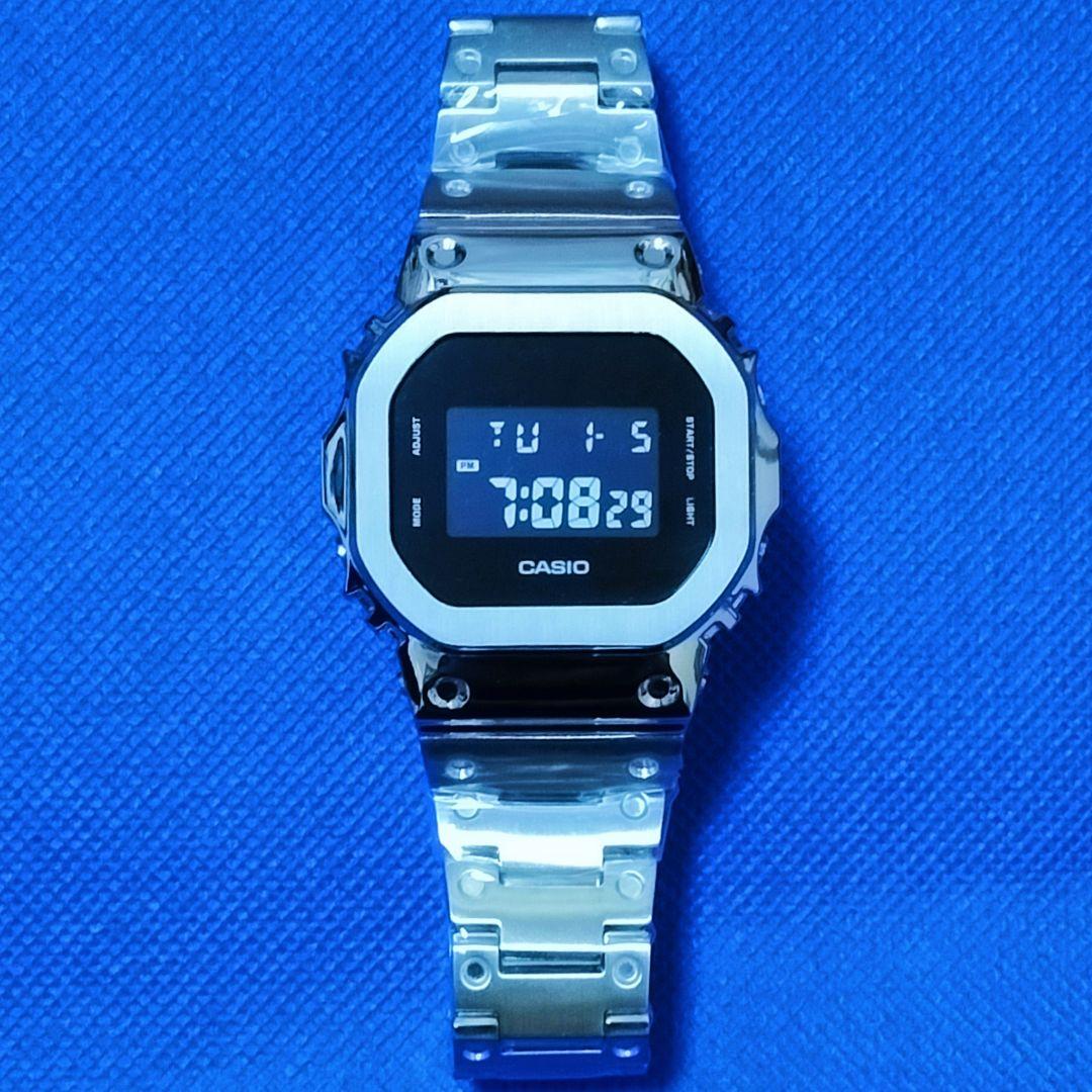 廣*丸様 G-SHOCK DW-5600BBN フルメタルカスタム シルバー 新