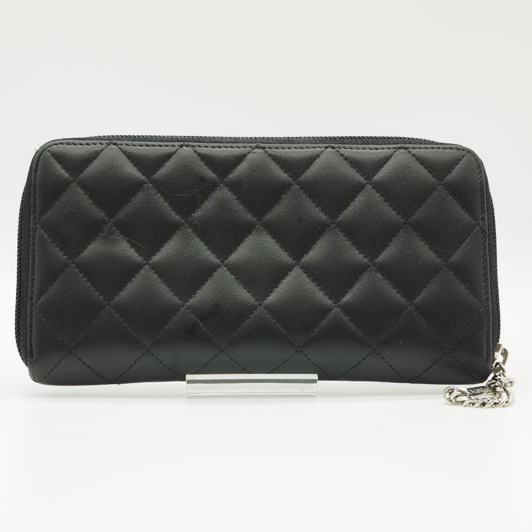 CHANEL シャネル カンボンライン ラウンドファスナー 黒×ピンク