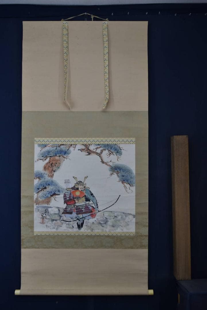 zcst）【真作】小川千甕/武者図/掛軸/名家伝来/AA-157