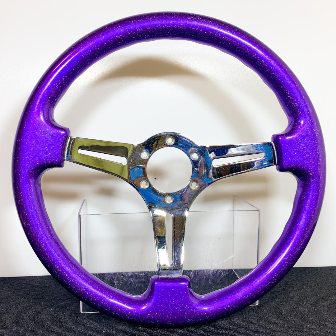 エムズレーシング ウッドステアリング カスタムペイント 90s 当時物