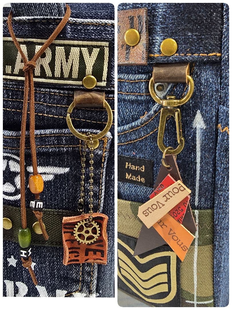 デニムリメイクトートバッグ ◆底板 ◆ショルダー紐 ◆ファスナー付き ◆ポーチ