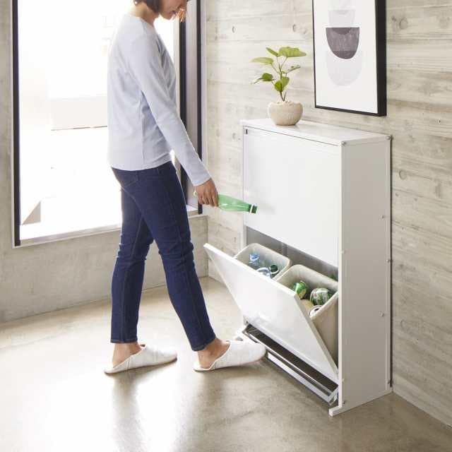 ディノス スチール製 ペダル式 分別ダストボックス 4分別 ゴミ箱 ホワイト