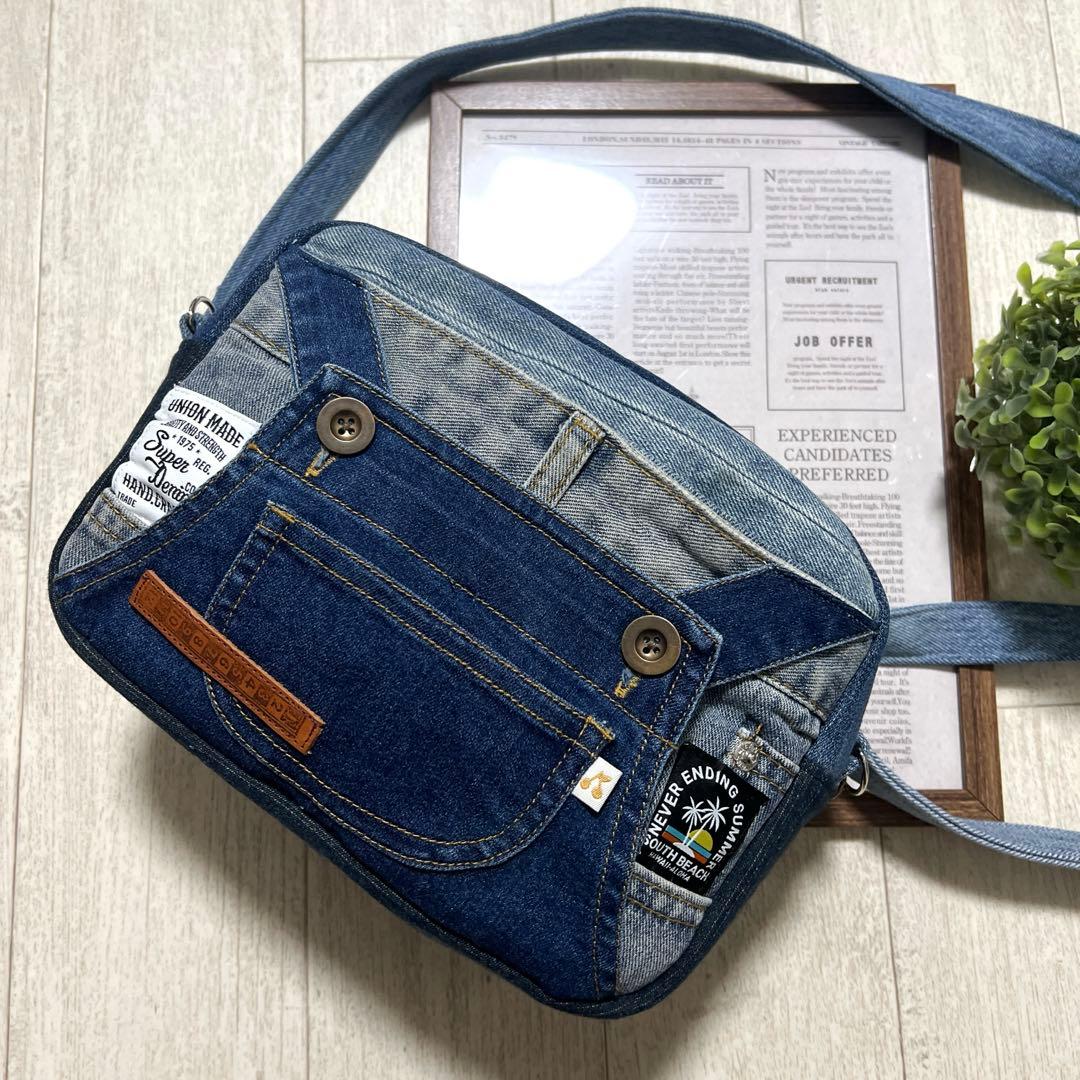 ぱーる☆ショルダーバッグ　デニムリメイク　ハンドメイド
