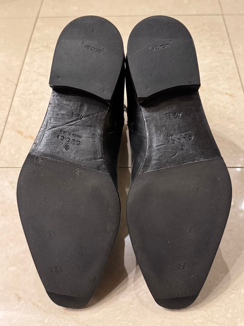 27cm GUCCI グッチ ブラックレザーブーツ メンズ イタリア製