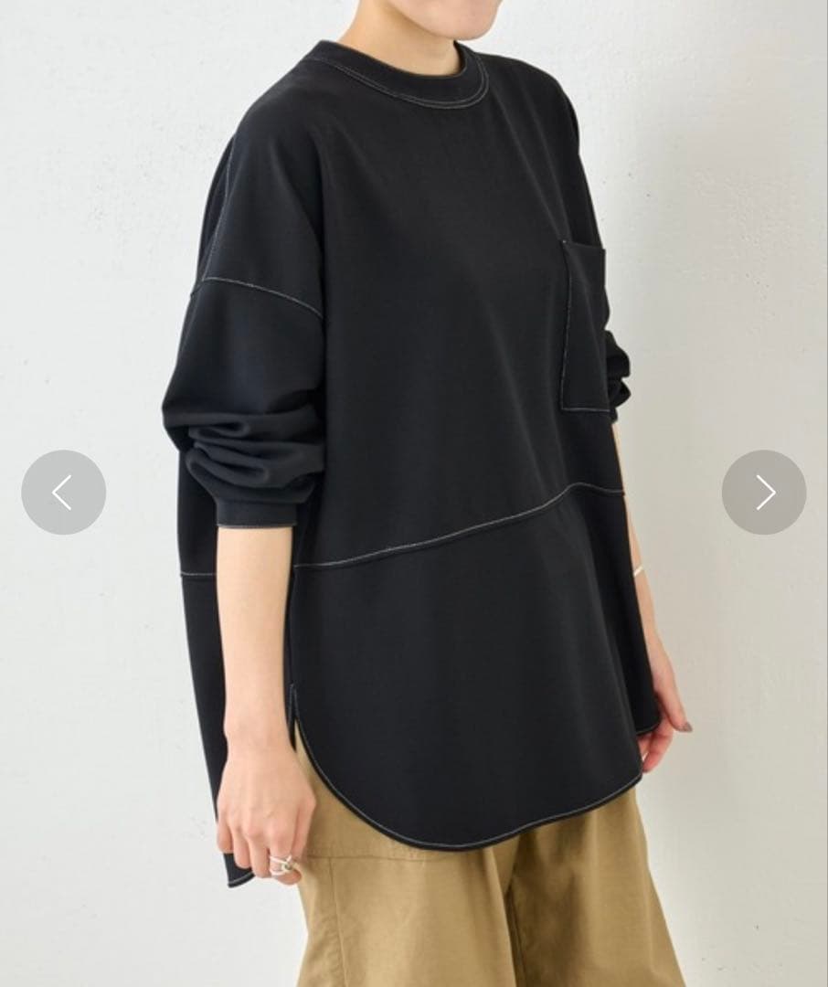 新品タグ付　ビアズリー　 配色ステッチジョーゼット　チュニック　カットソー