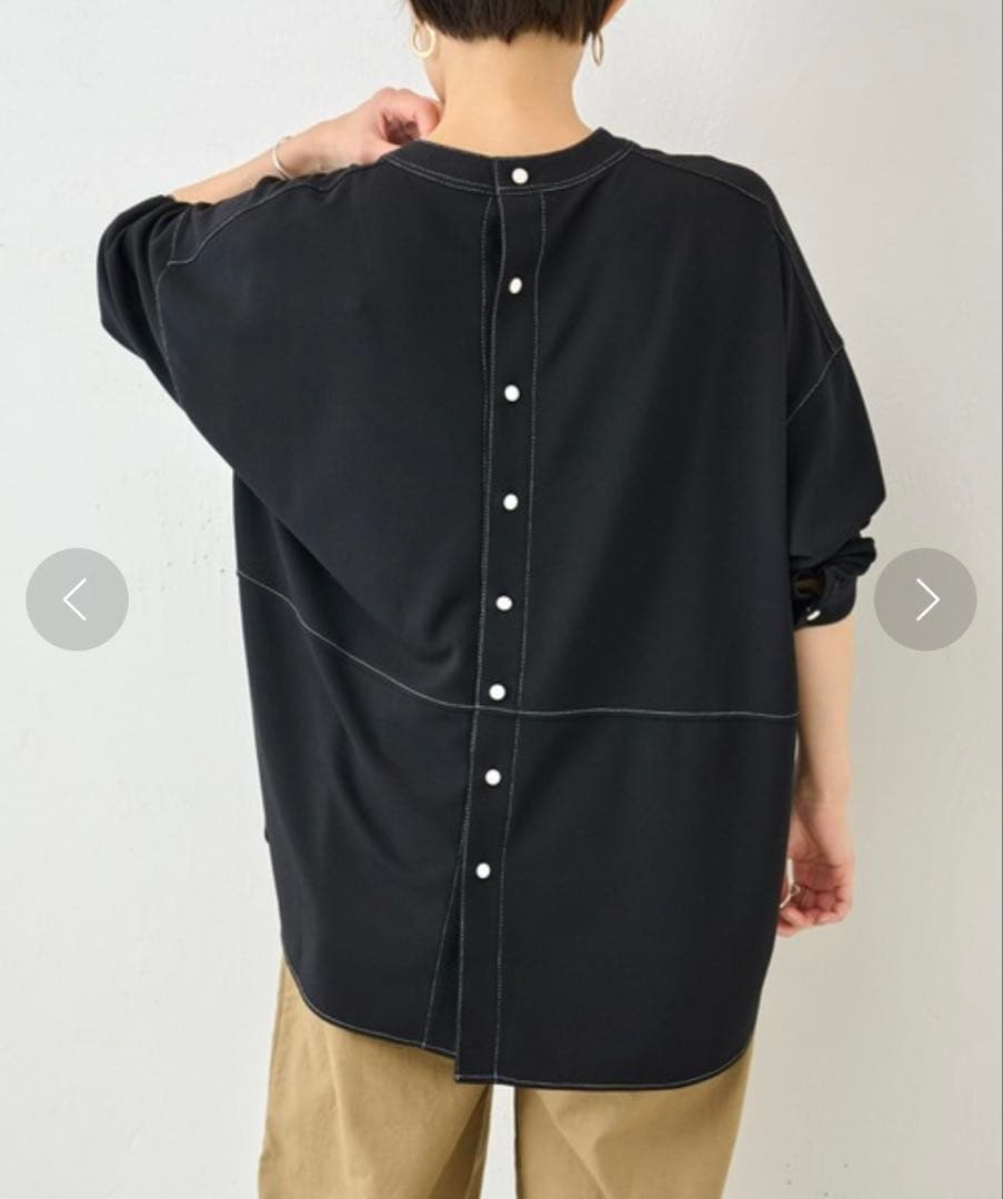 新品タグ付　ビアズリー　 配色ステッチジョーゼット　チュニック　カットソー