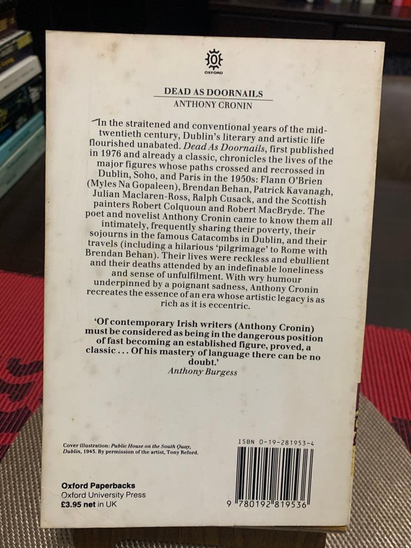 希少　DEAD AS DOORNAILS Anthony Cronin