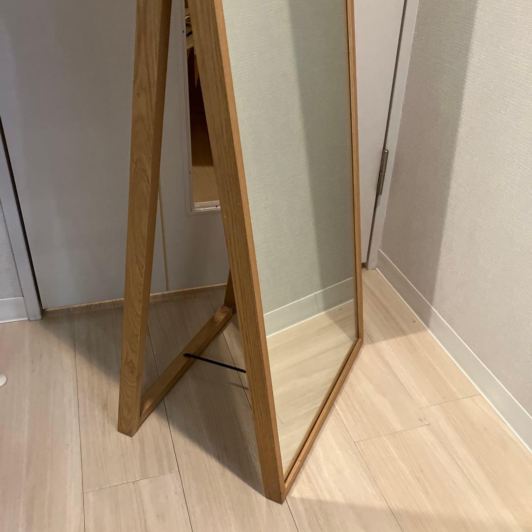 無印良品　天然木（タモ材）スタンドミラー【大阪市引取り値引き可能】