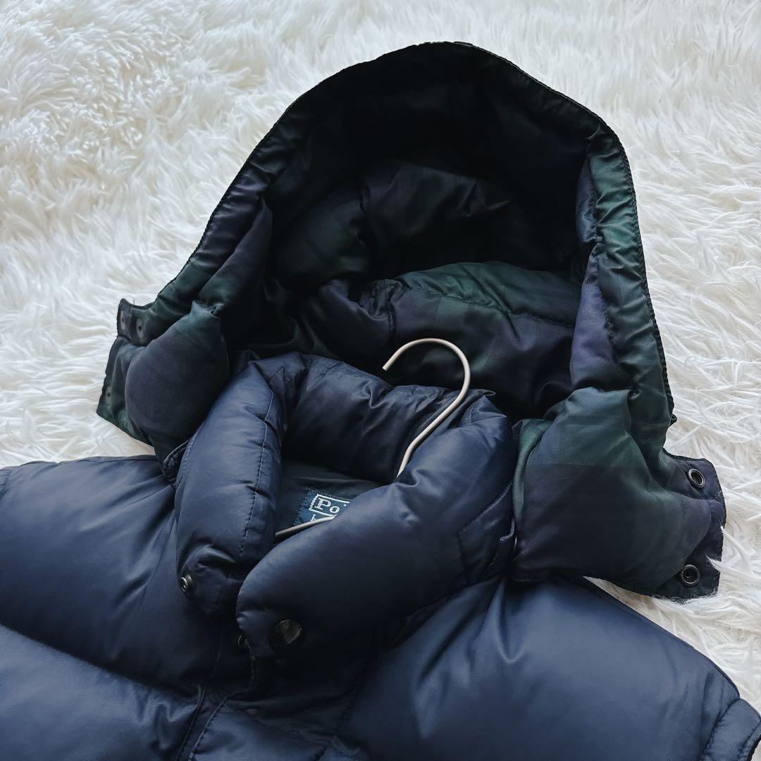 ポロバイラルフローレン 肉厚ダウンベスト レッドポニー刺繍 フード取り外し可