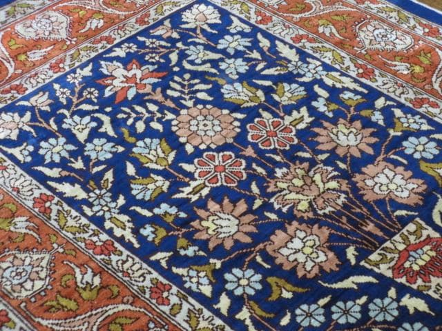 美品 手織り シルク トルコ HEREKE ヘレケ ゴルダニ文様 ペルシャ 絨毯