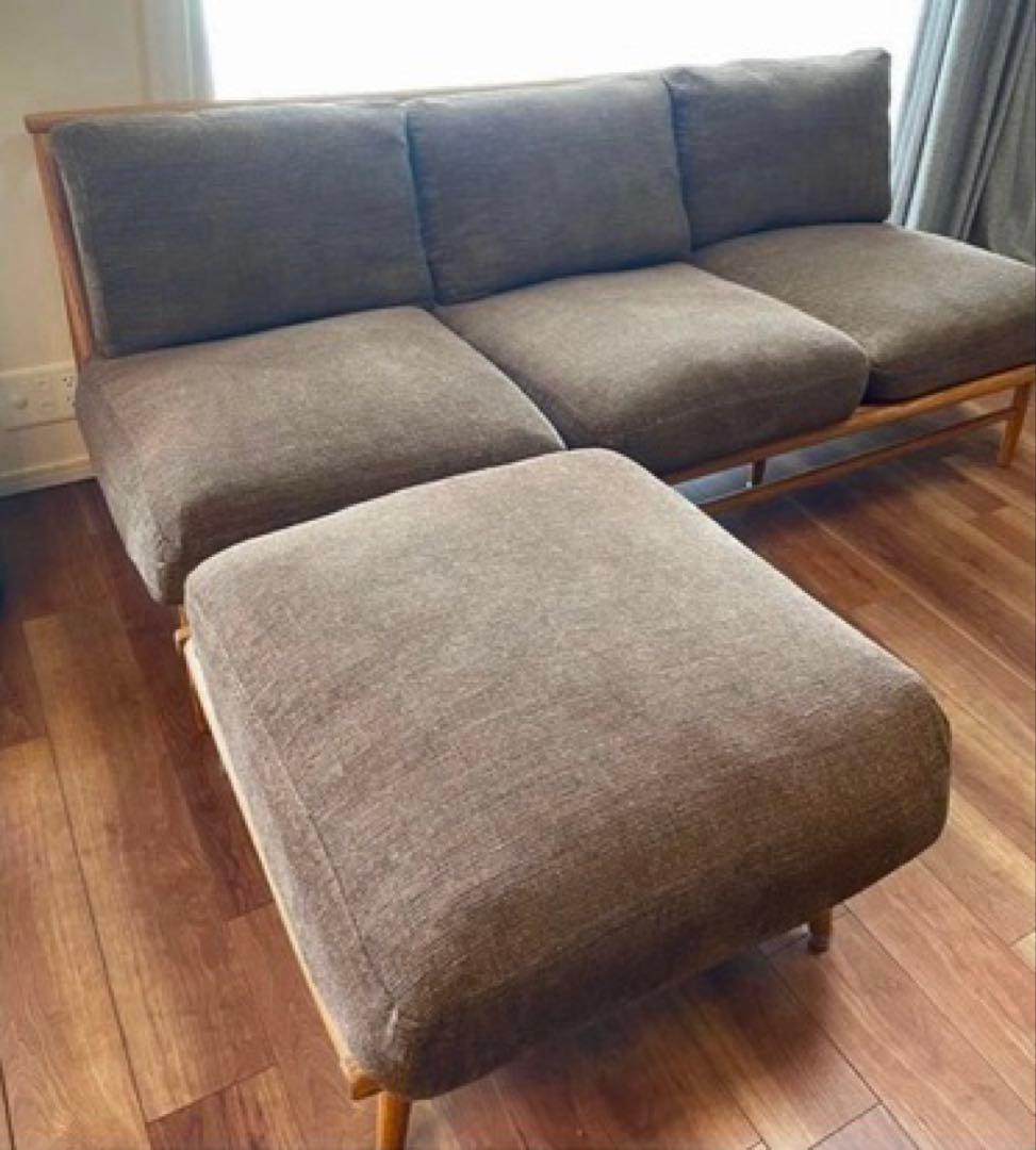 MOMOnaturalモモナチュラル クラウド3人掛けソファ+オットマン