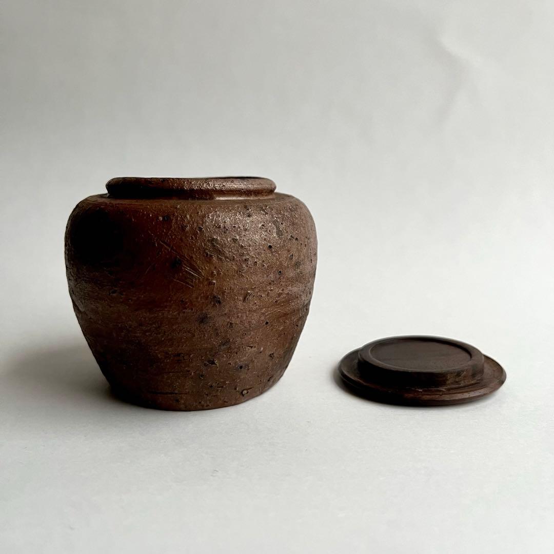 江戸期　古備前　焼締　小壺　お歯黒壺