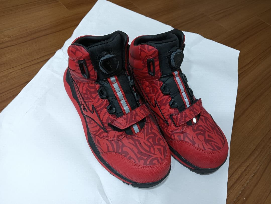 限定 安全靴 ミズノ mizuno スニーカー BOA 25.5 レッドブラック
