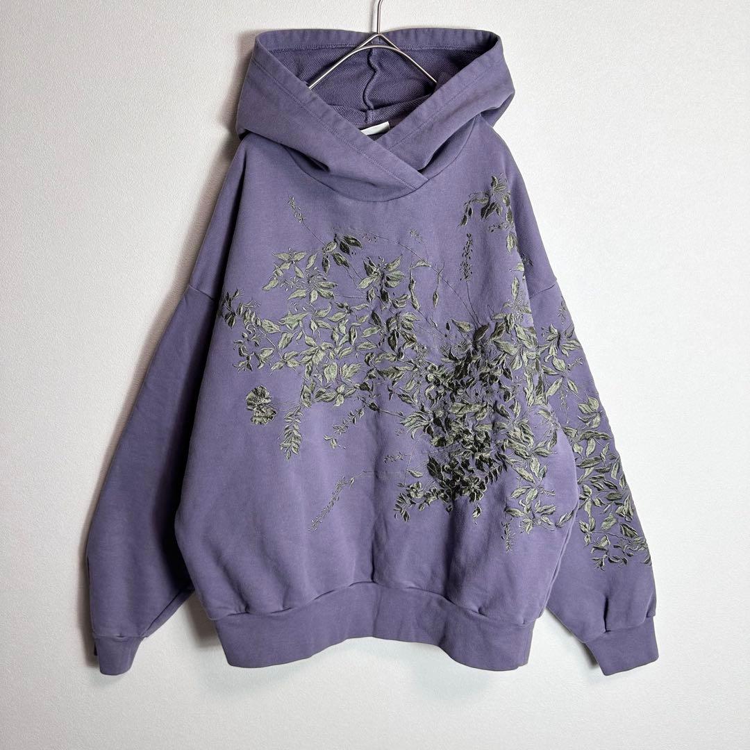 【希少】ドリスヴァンノッテン　パーカー　プルオーバー　花柄　刺繍　パープル　S