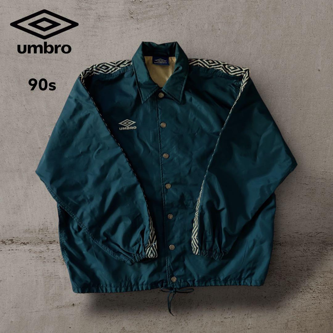 UMBROアンブロ90sコーチジャケット刺繍ロゴドローコードナイロンジャケット緑