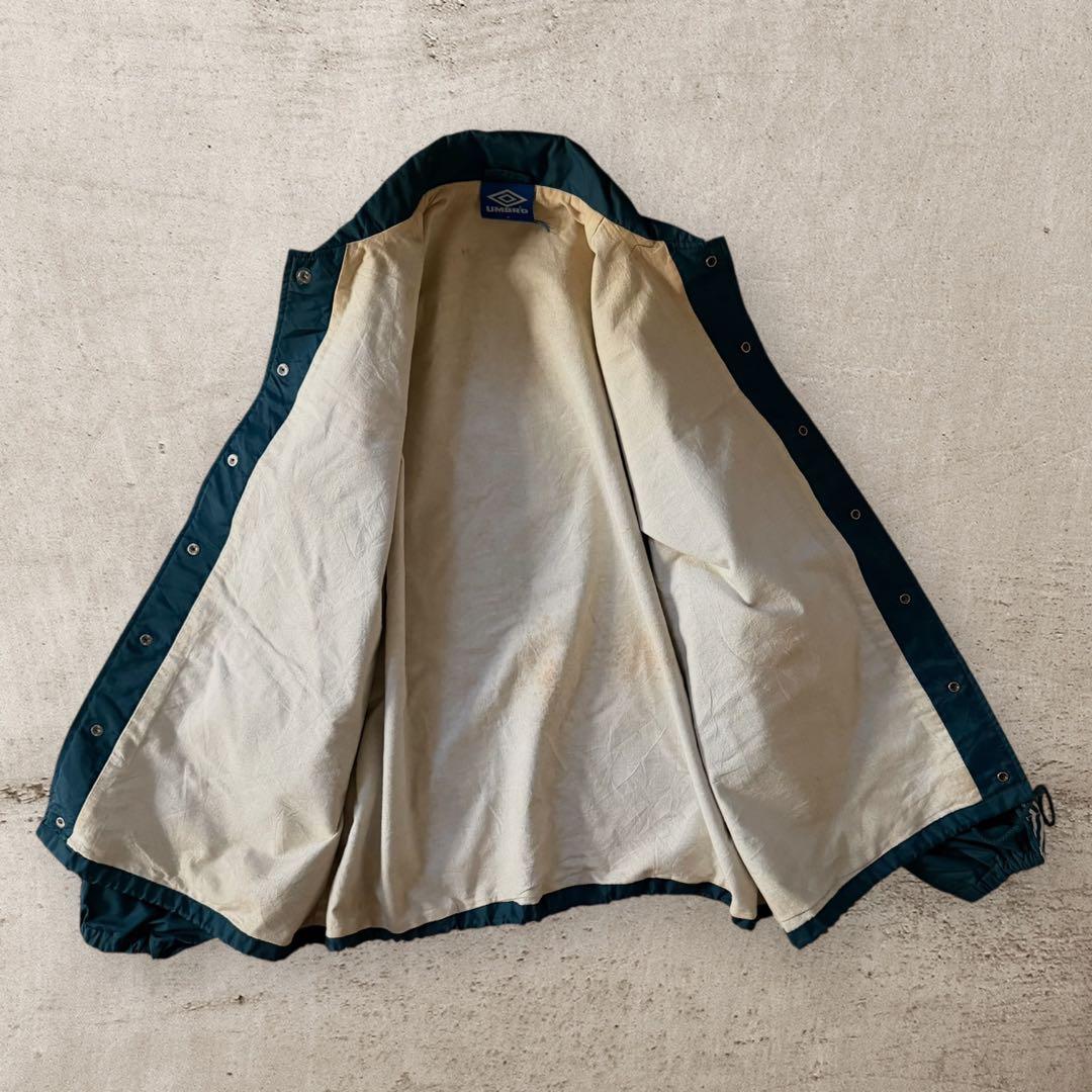 UMBROアンブロ90sコーチジャケット刺繍ロゴドローコードナイロンジャケット緑