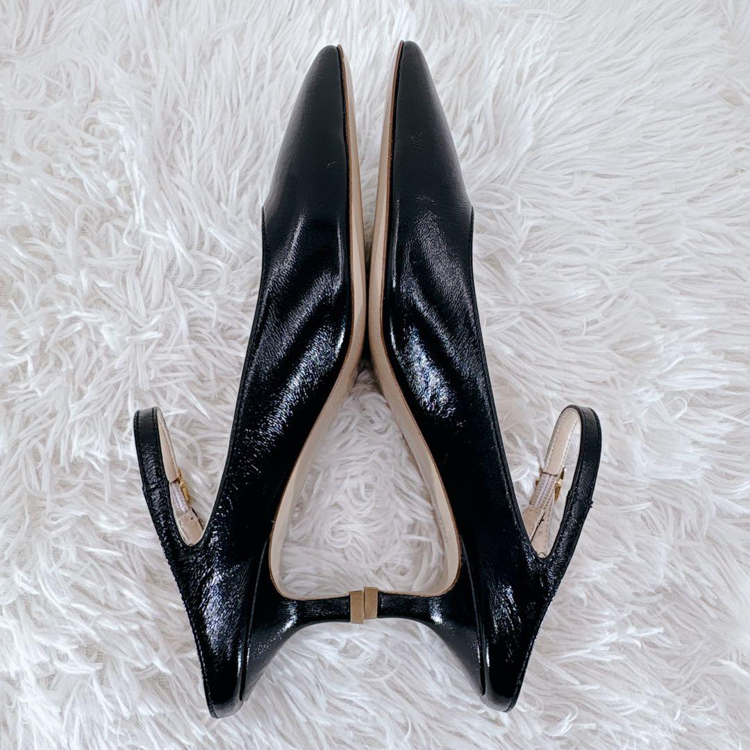 未使用級 FABIO RUSCONI ポインテッドトゥ ストラップミュール 黒