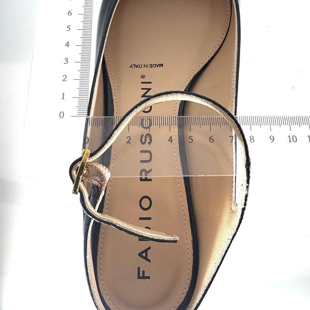 未使用級 FABIO RUSCONI ポインテッドトゥ ストラップミュール 黒