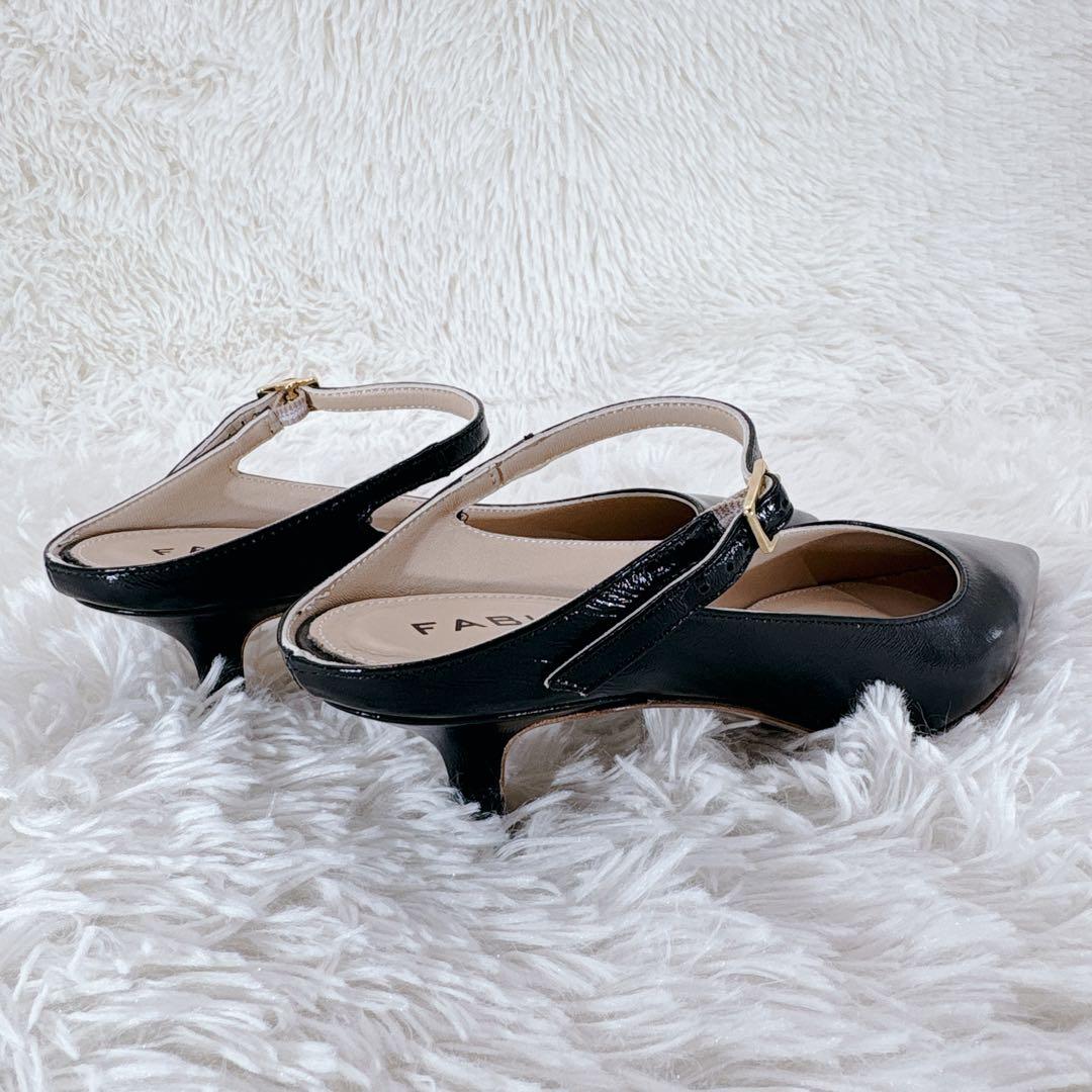 未使用級 FABIO RUSCONI ポインテッドトゥ ストラップミュール 黒