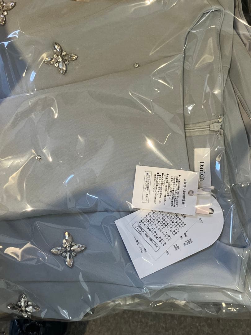 Darich ダーリッチ ビジューフレアバルーンミニドレス sax free