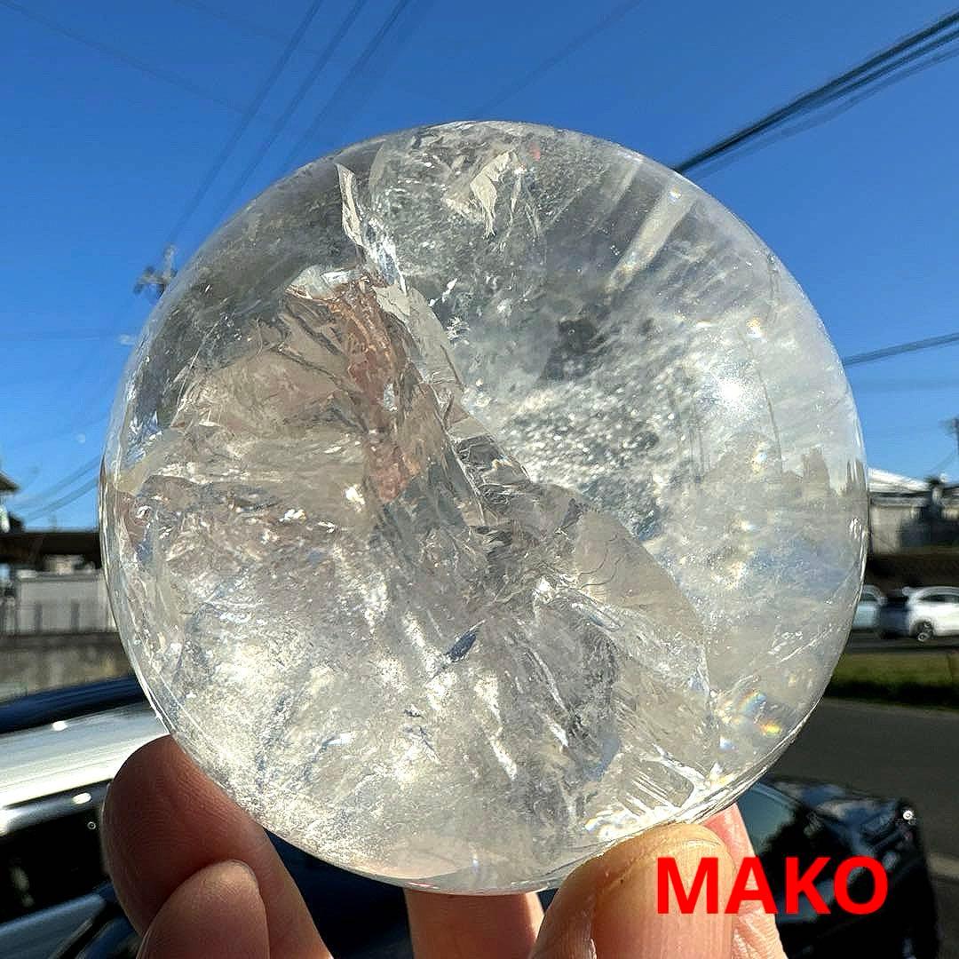 M1846☆水晶丸玉86mm921g☆アイリスクォーツ☆天然石☆N51002