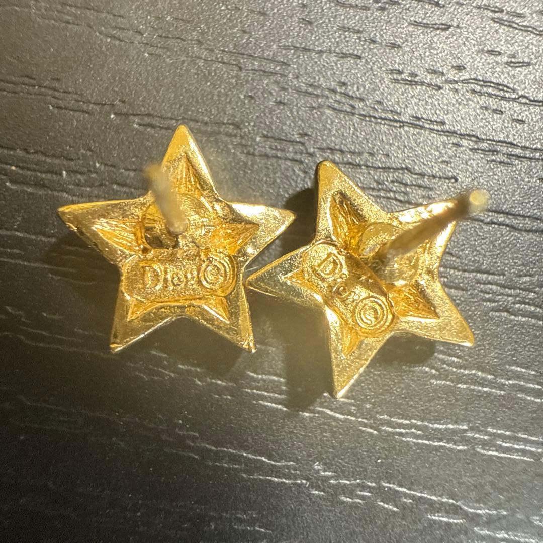 Christian Dior 1粒ラインストーン付きスターモチーフピアス　美品